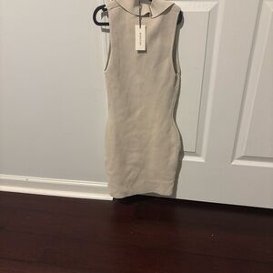 Aritzia Beige Sleeveless Ribbed Dress